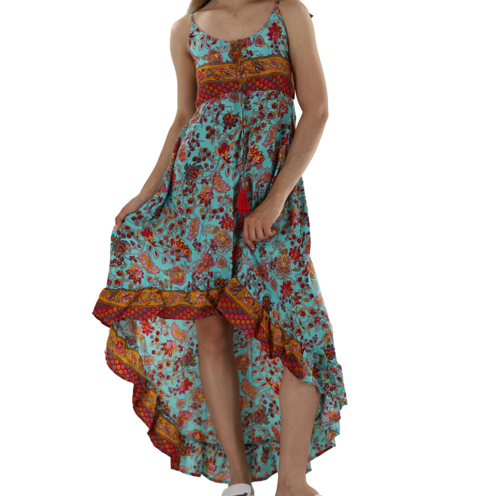 La Fiorentina Flowy Strappy "Teresa" Dress with High/Low Bottom
